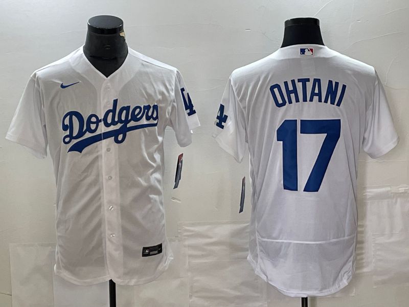 Men Los Angeles Dodgers 17 Ohtani White Nike Elite MLB Jersey style 1
